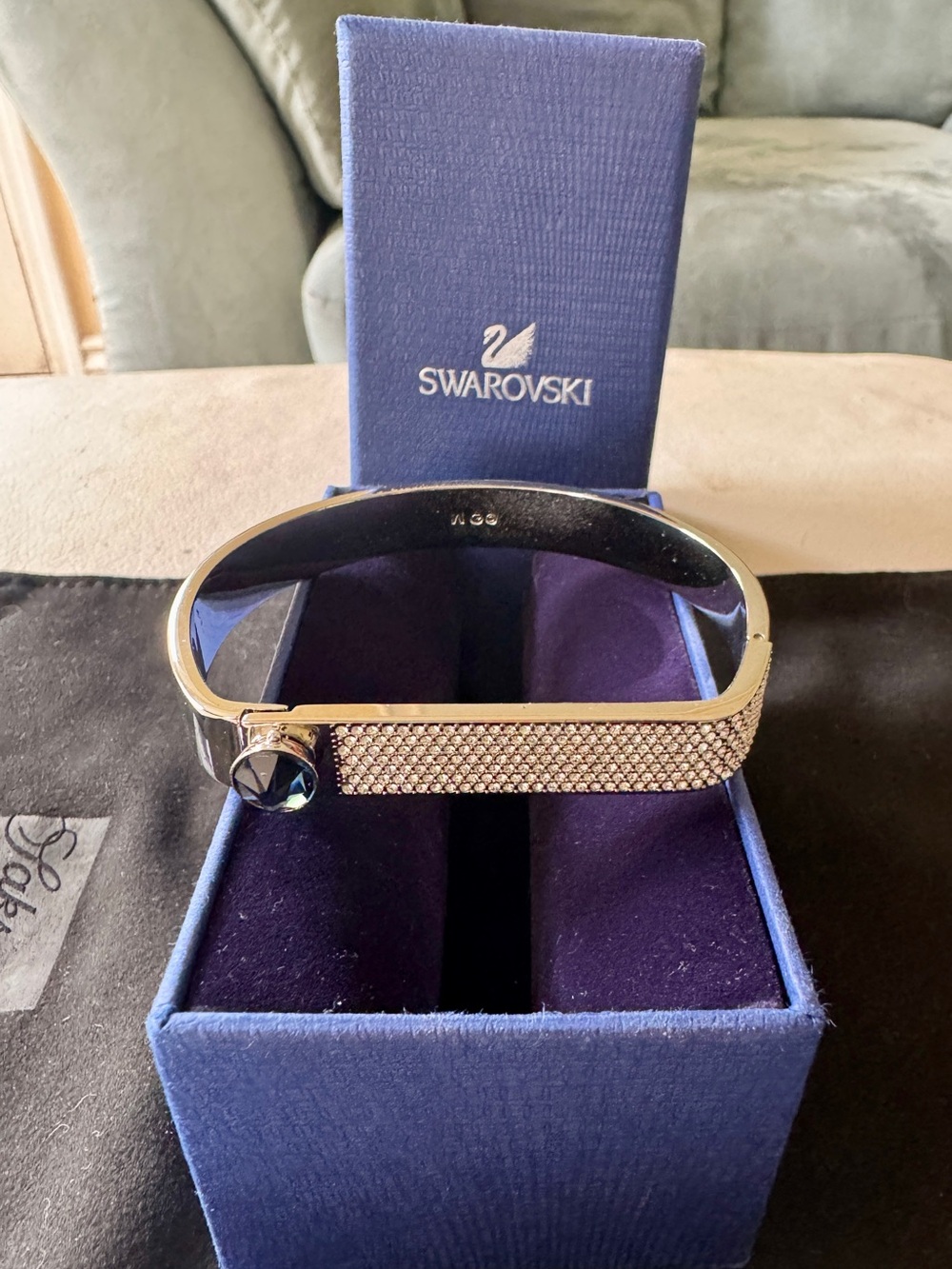 Swarovski Pavé Crystal Bangle with Blue Crystal Accent